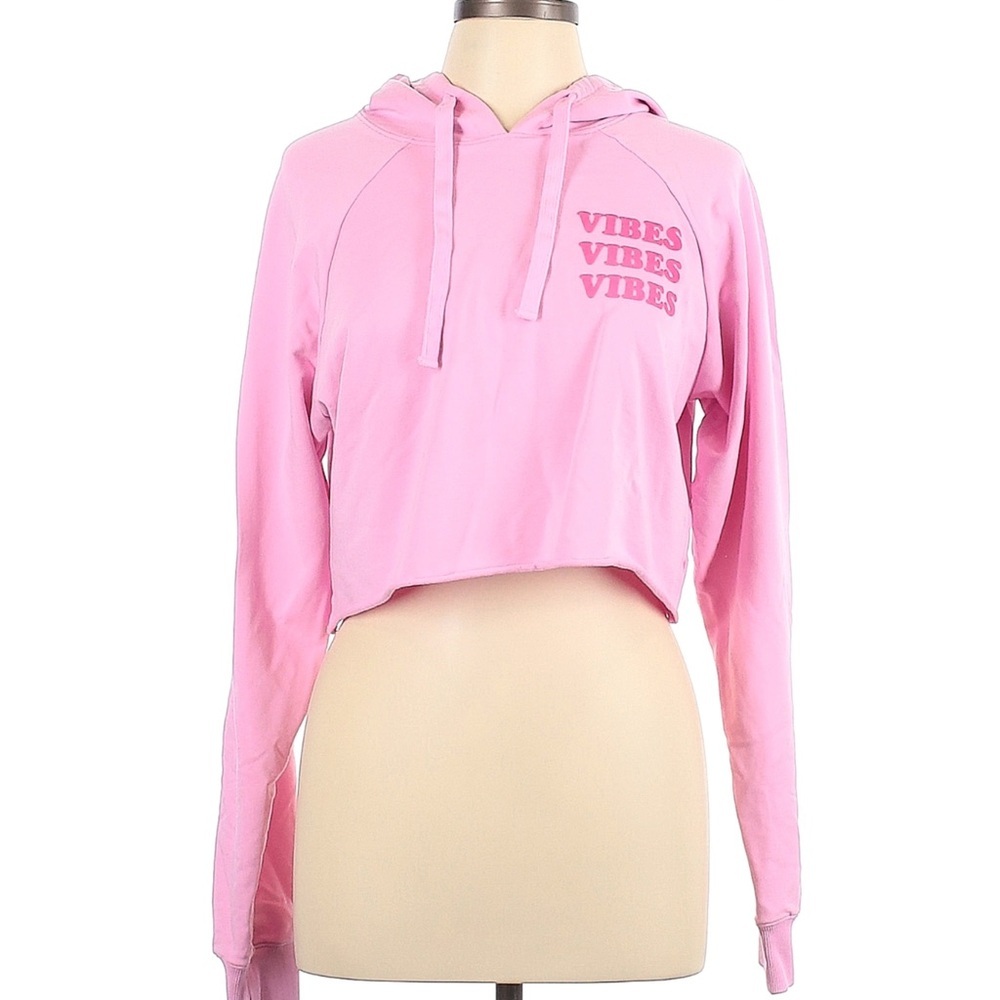 Spiritual Gangster Pink Cropped Hoodie with VIBES Graphic